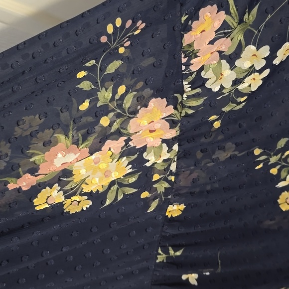 Premier Amour Navy long sleeve lined maxi dress. Front and back deep v neck line - Picture 2 of 8